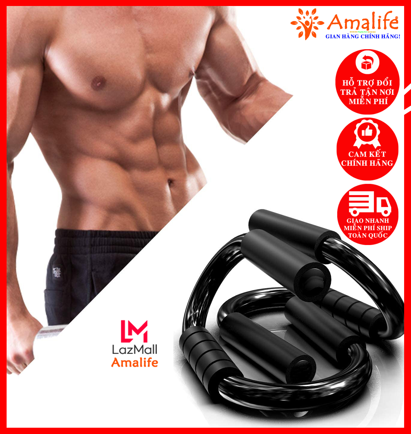 Bộ dụng cụ chống đẩy cầm tay thép cứng cao cấp – màu đen - dụng cụ hít đất thép cứng chính hãng amalife
