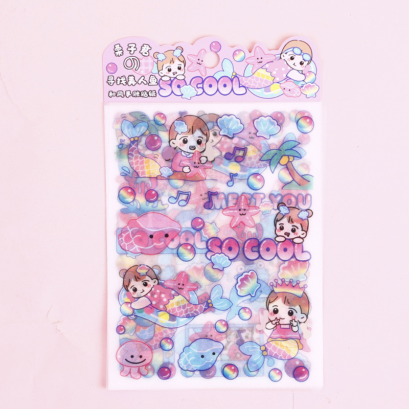 Set 4 miếng sticker nhũ nhiều chủ đề