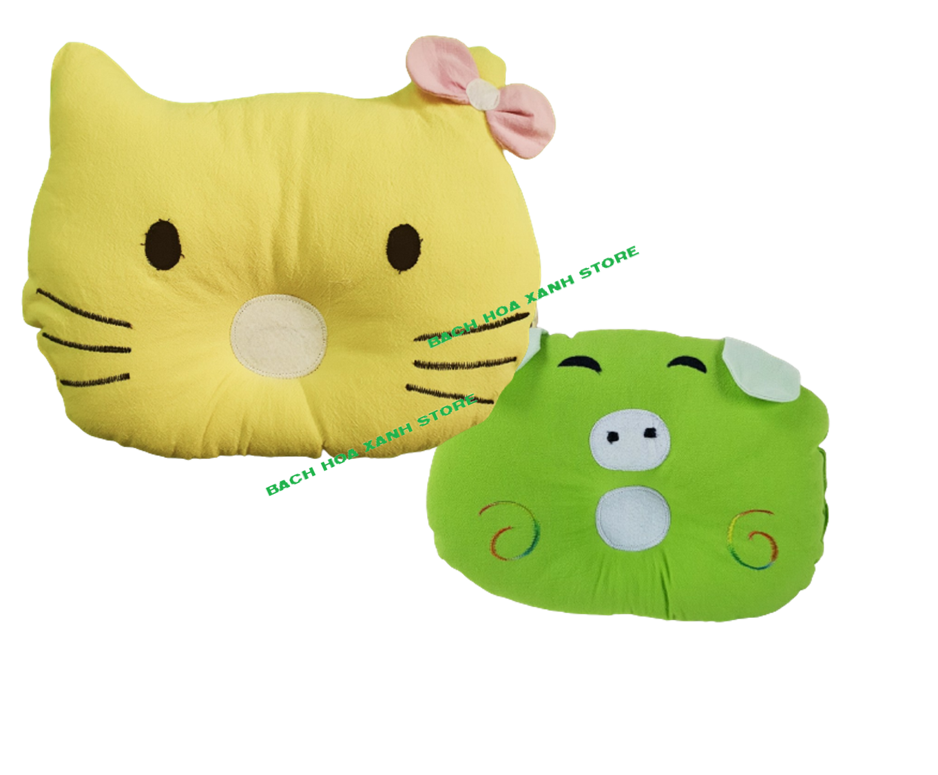 Gối nằm lõm cho bé sơ sinh hình thú cưng Cotton Cara bông gòn Microfiber mềm êm