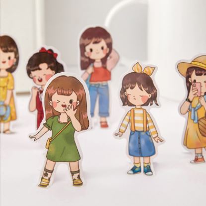 Sticker cute nhân vật chibi chàng trai, cô gái