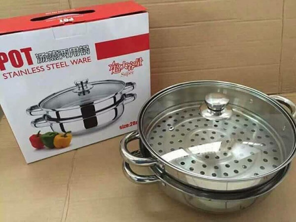[HCM]Nồi hấp inox 2 tầng size 28 cm