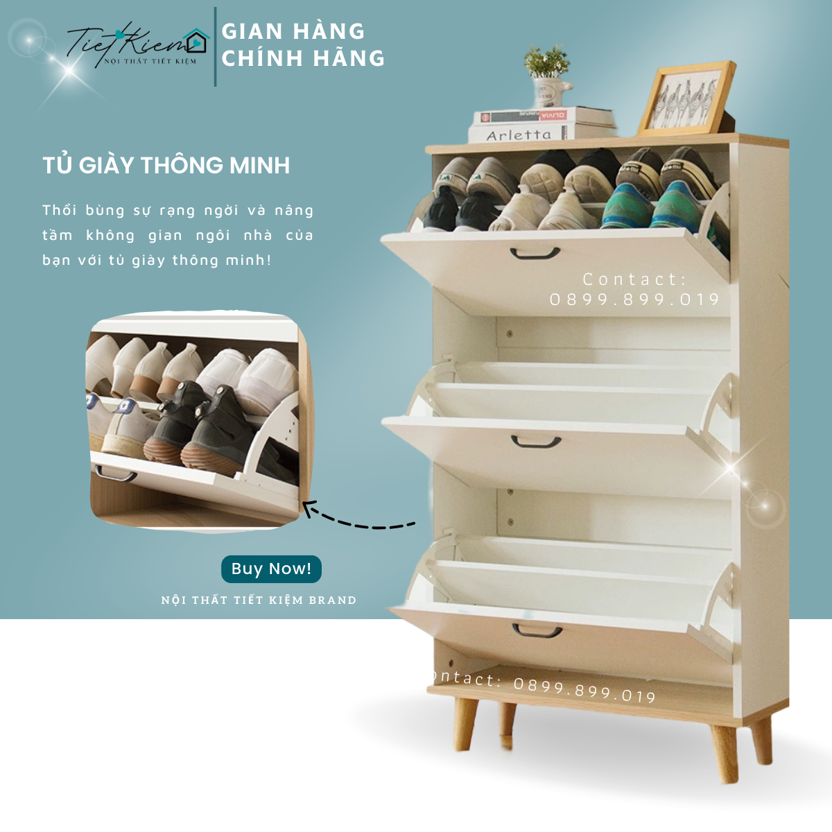 Tủ giầy thông minh bằng gỗ NTTK TG9998