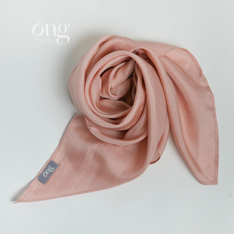 Khăn lụa vuông 100% lụa tơ tằm tự nhiên màu Hồng - Óng Silk