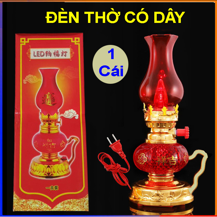 Đèn thờ cúng kiểu đèn dầu để bàn - Đèn thờ tổ tiên, phật, thổ địa, thần tài, đèn ban thờ - đèn hoa sen thờ cúng, đèn thờ sài pin, đèn thờ vĩnh cữu