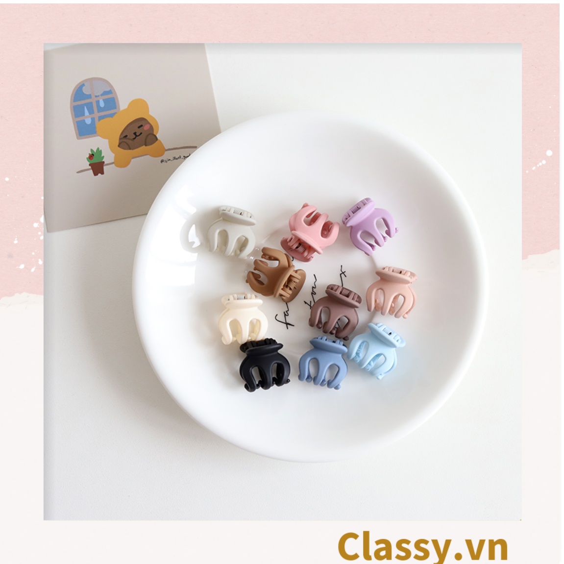 Classy Combo 10 kẹp càng cua, kẹp tóc nữ nhiều màu basic PK1628