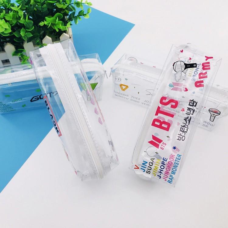Bóp viết BTS trong suốt dạng hộp