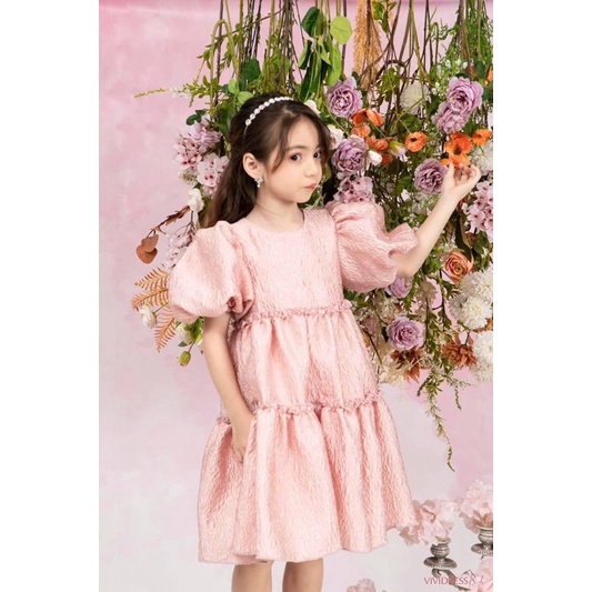 Váy tafta cổ U xoè Baby Doll -0421 004