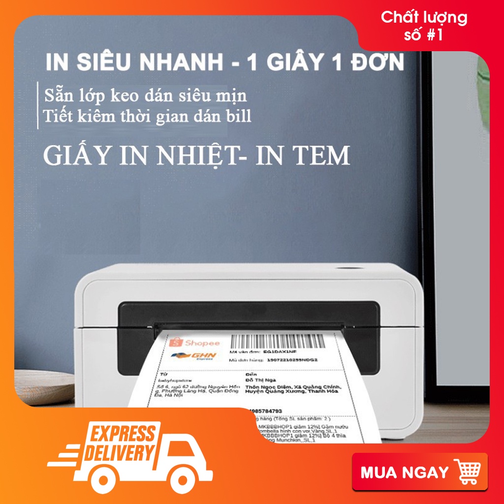 Giấy In Tem Decal Nhiệt 100X70Mm Cuộn 50M