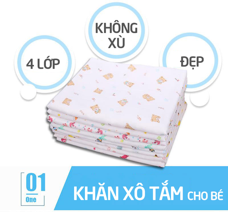 Khăn tắm cho bé loại vải xô có hình