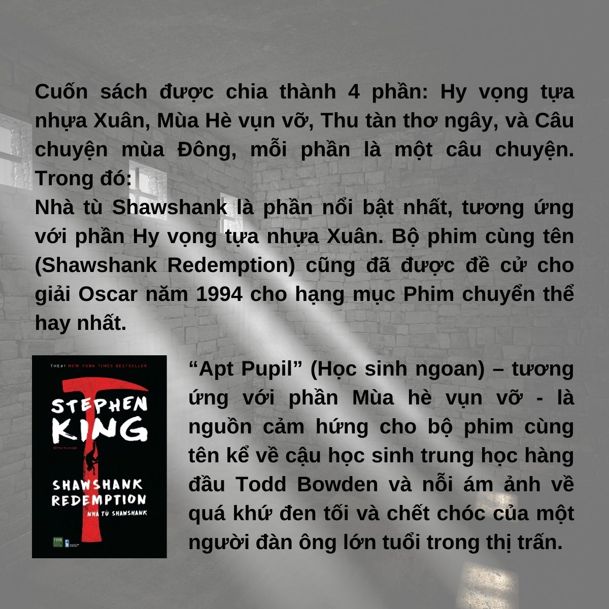 Sách - Shawshank Redemption - Nhà Tù Shawshank ( Stephen King )