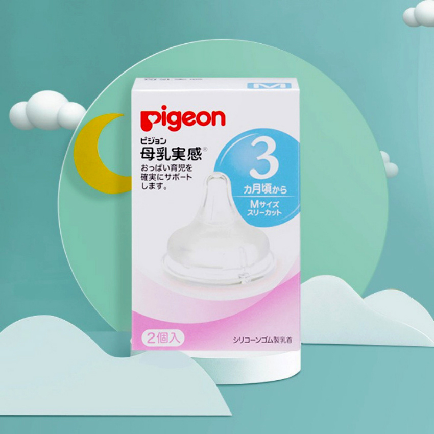 Núm ty Pigeon cổ rộng núm ti cho bình sữa Pigeon, Moyuum, Lansinoh chính hãng núm vú silicone siêu mềm size S, M, L, LL số 1-2-3-4 theo độ tuổi BABUBOBO