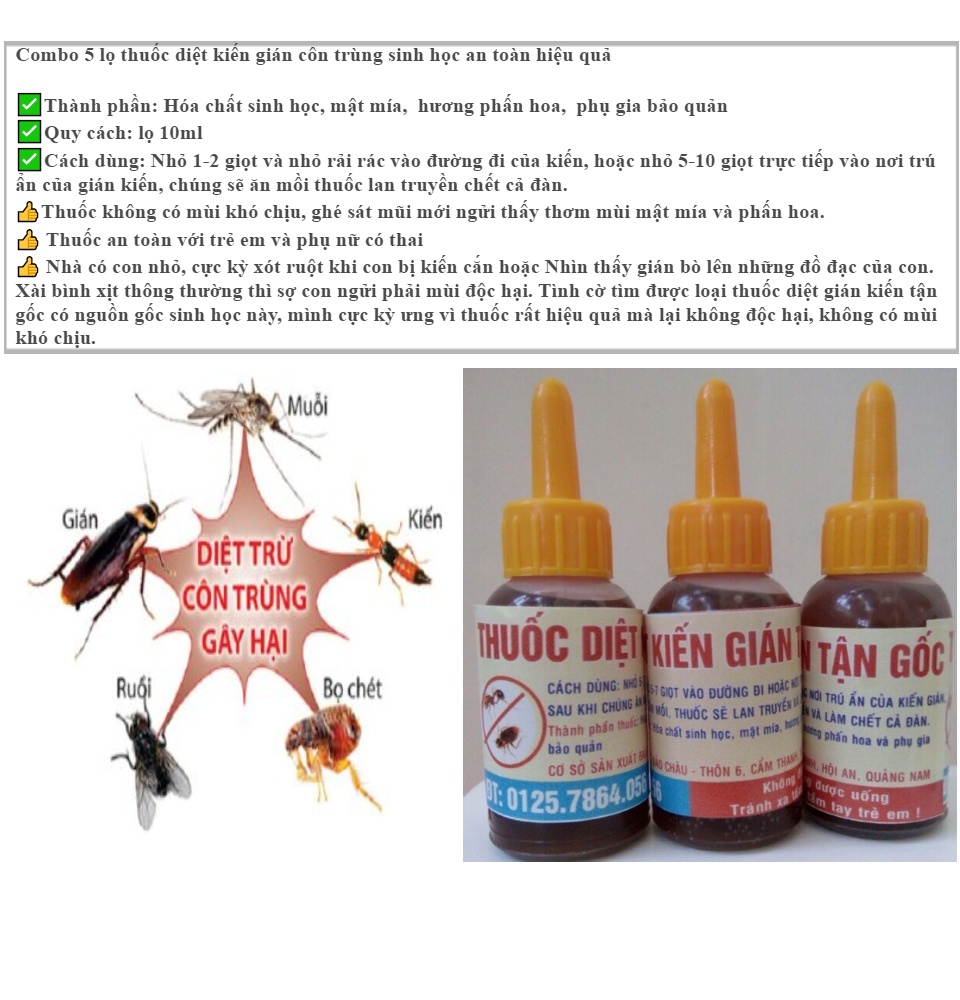 Combo 10 Lọ Thuốc Diệt Kiến Gián Tận Gốc