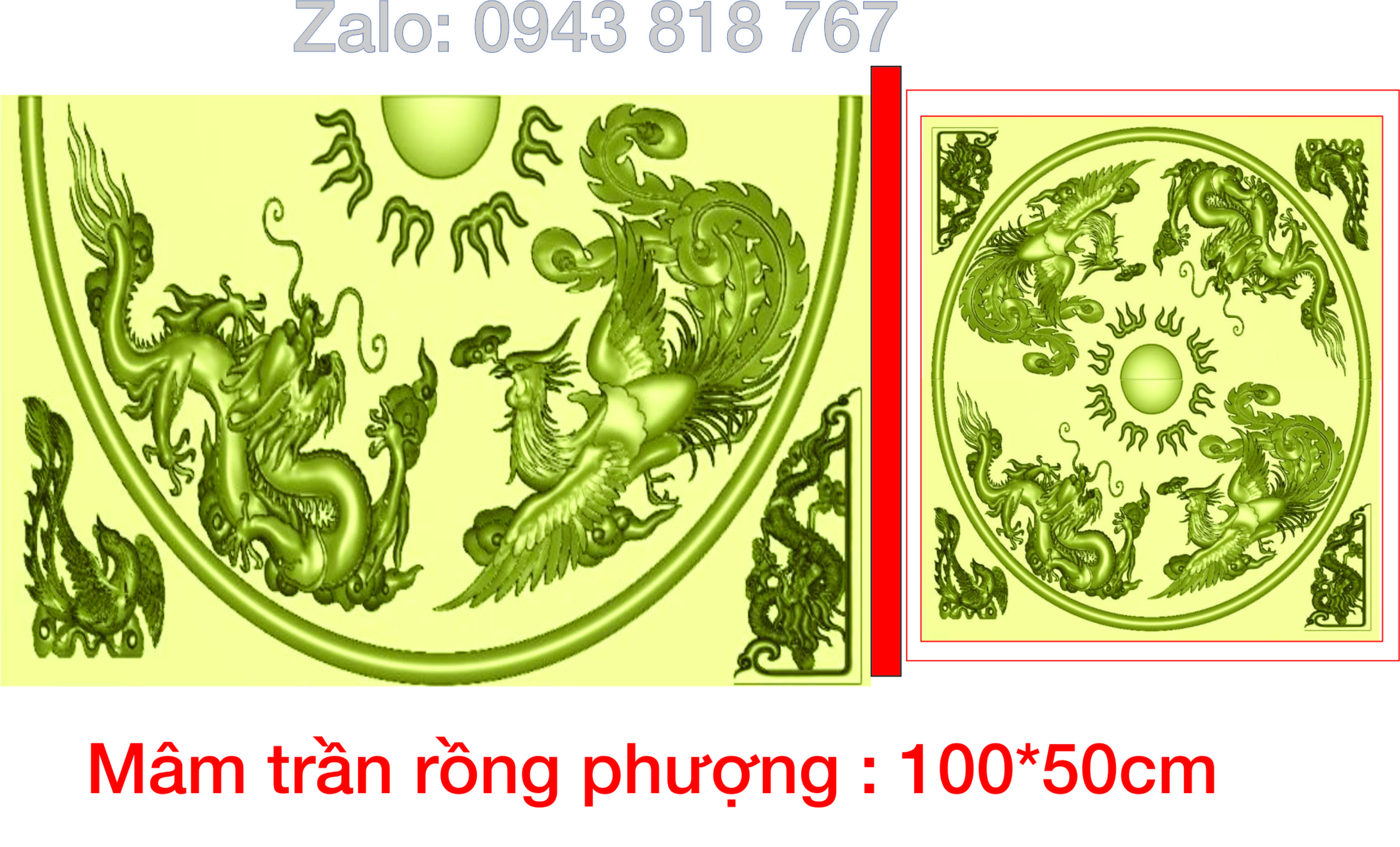 Tranh - Mâm trần Rồng phượng