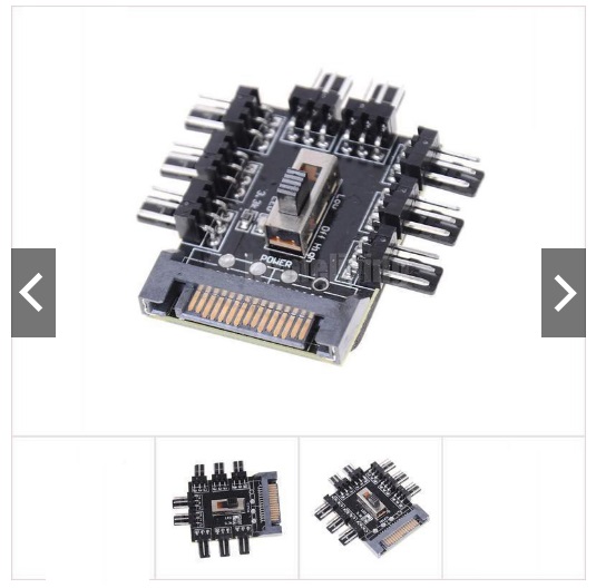 Bo chia cổng nguồn sata 1 thành 8 cổng fan quạt 3pin 12v
