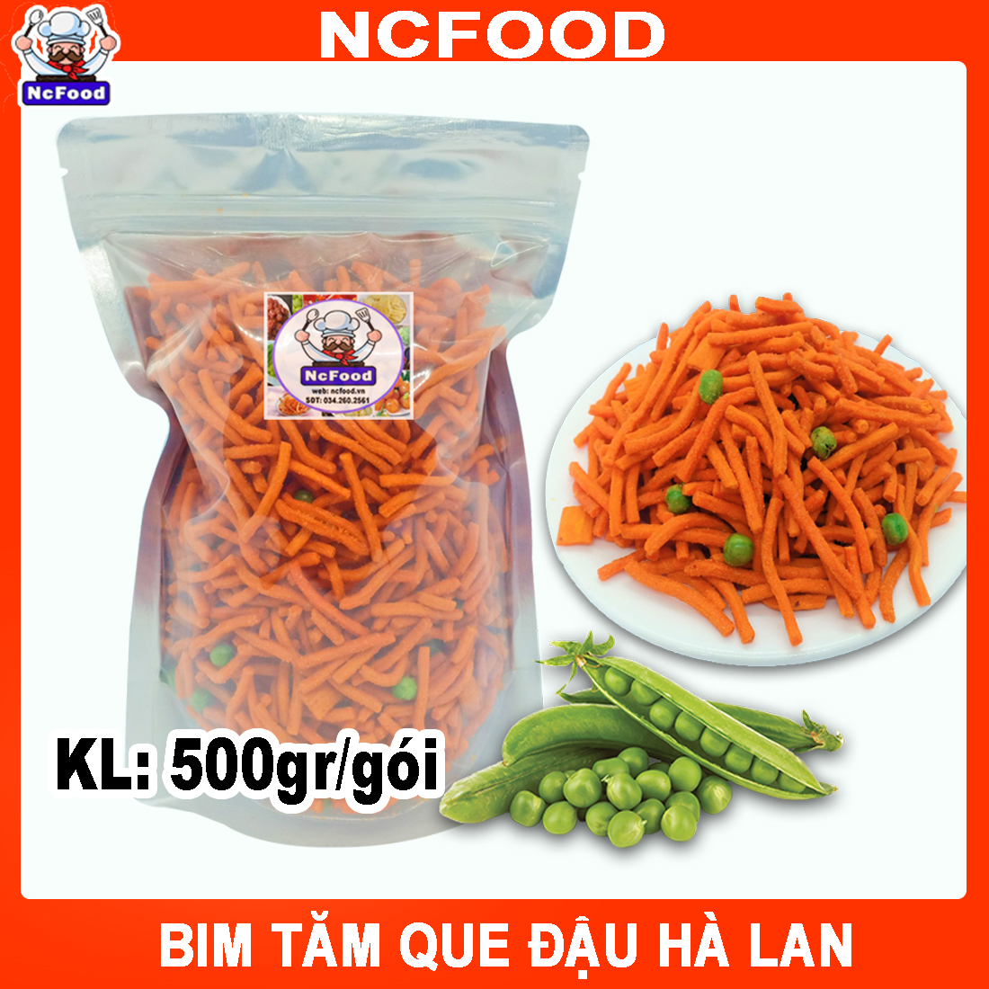 Gói 500gr Bim Tăm Que Đậu Hà Lan (NCFOOD)