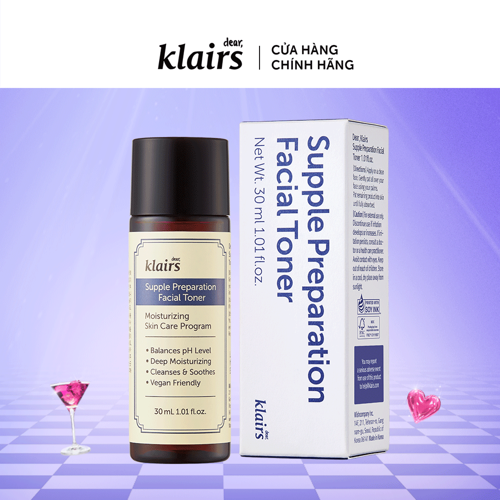 Nước hoa hồng Dear Klairs Supple Preparation Toner mini 30ml