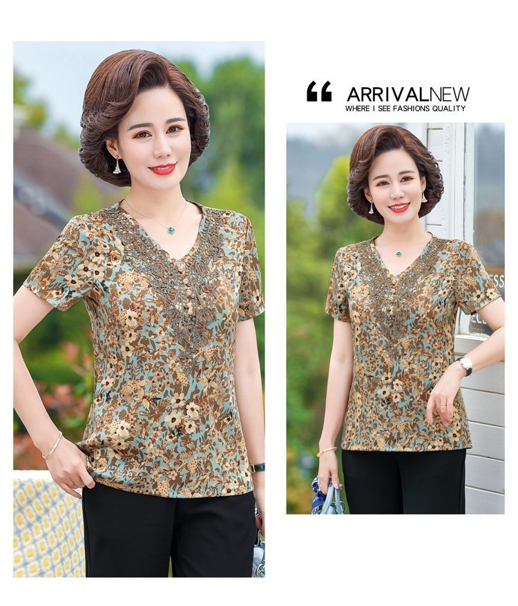 Áo nữ trung niên cao cấp, ren ngực