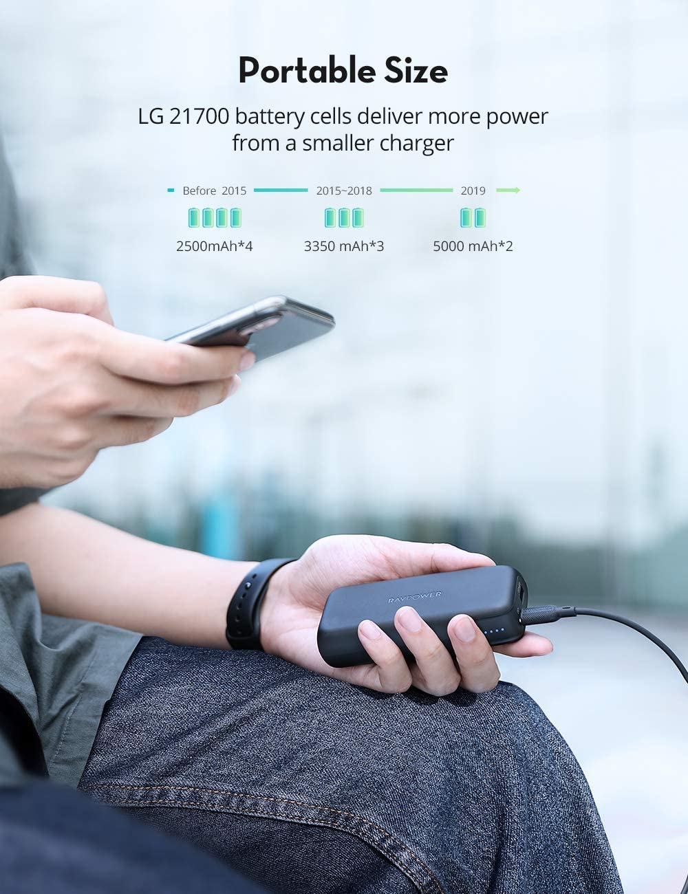 [Nhập LAZSOCIAL100K giảm 15% tối đa 100K]Sạc dự phòng RAVPower 10000mAh 29w (RP-CPBN001)