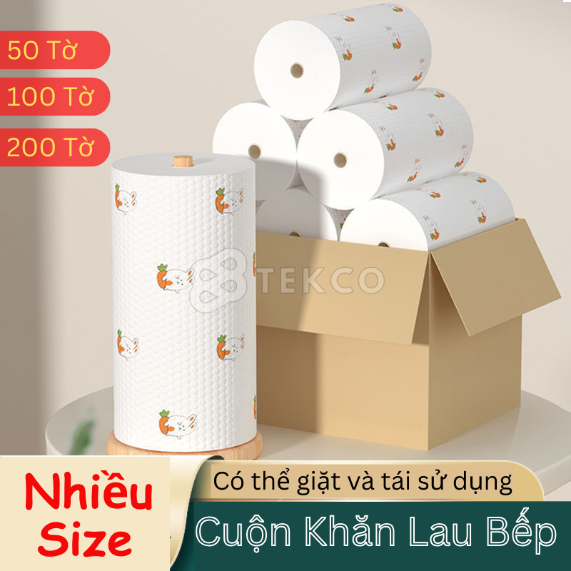 [NHIỀU SIZE] Cuộn Khăn Giấy Vải Lau Đa Năng, Lau Bếp, Lau Chén Bát - Có Thể Tái Sử Dụng - Siêu Thấm Hút