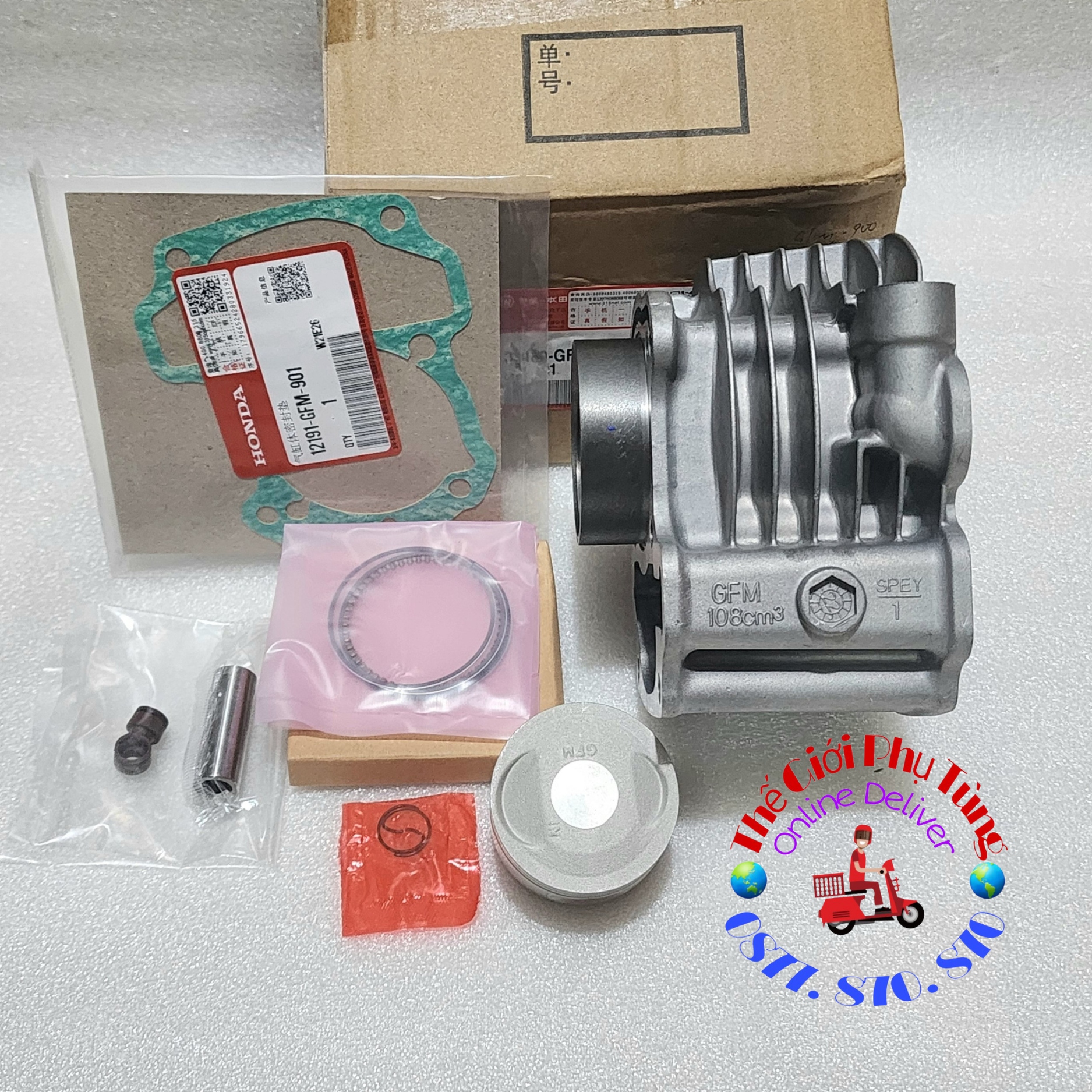 Bộ nòng piston bạc SCR, Lead 110 (có ắc, phe, ron chân) zin wuang