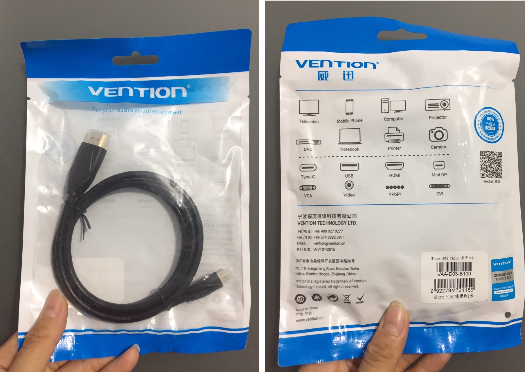 [Micro HDMI ra HDMI] Cáp micro HDMI Vention VAA-D03 / AITB0
