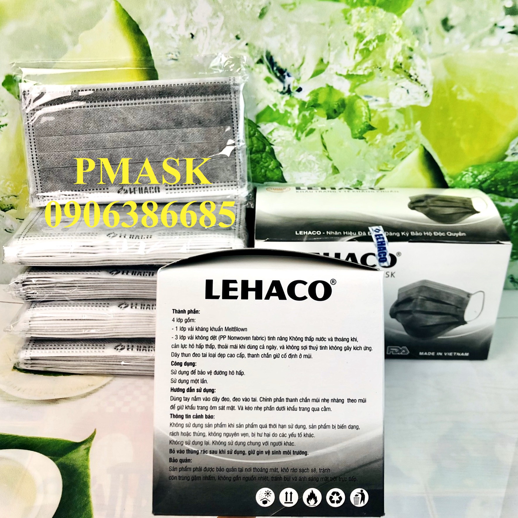 Khẩu trang 4 Lớp Lehaco Xám