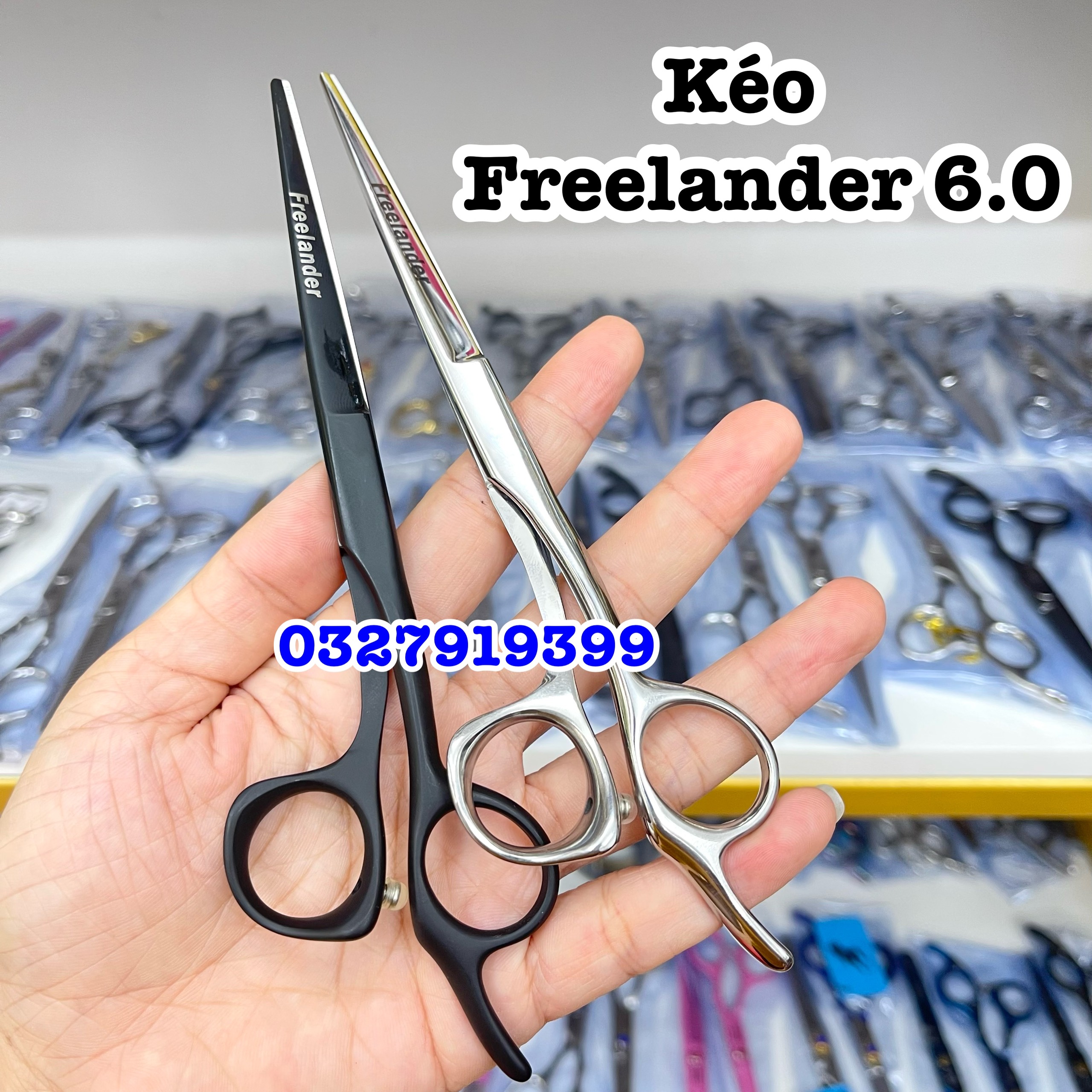 Freelander Kéo Cắt Tóc Cao Cấp 6.0in Nhật Bản Hợp Kim Thép 440C Độ Cứng 62HRC Chất Lượng Cao Tặng Bao Da