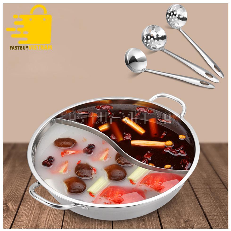 Nồi Lẩu INOX 2 Ngăn Đa Năng Size 30cm