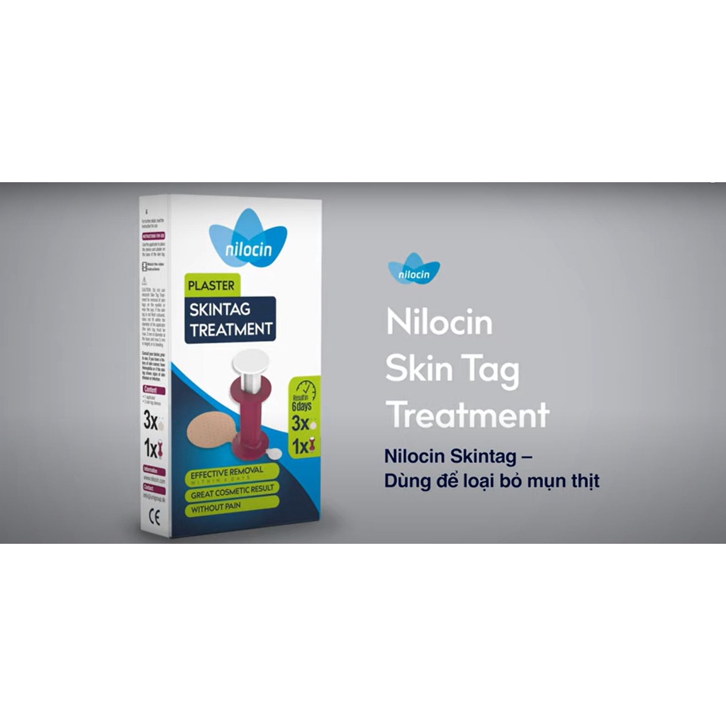 Nilocin Skin Tag miếng dán giảm mụn thịt, mờ sẹo hộp 3 miếng dán - CN088