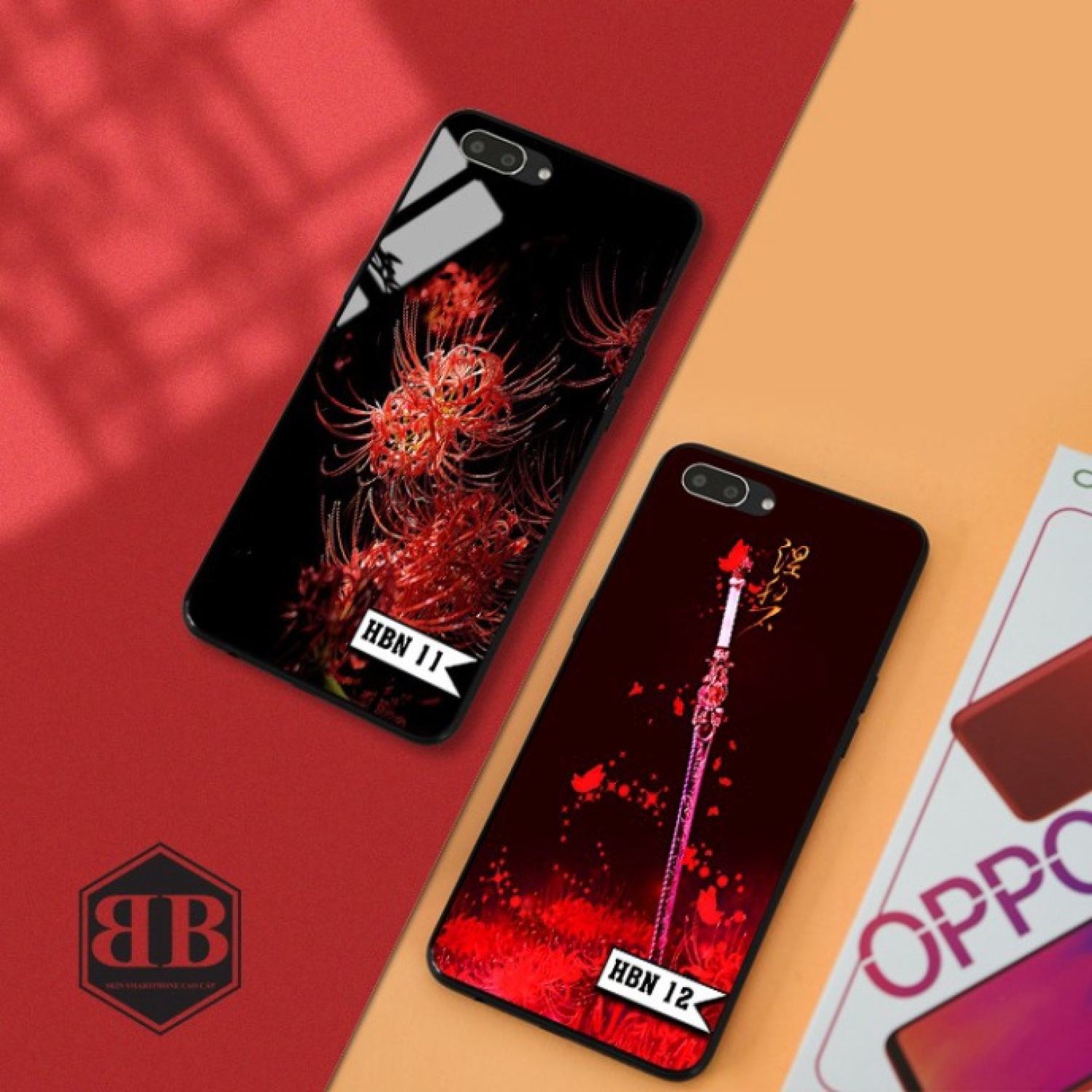 Ốp lưng kính cường lực Oppo A3s / A12e / A5 in hình hoa bỉ ngạn