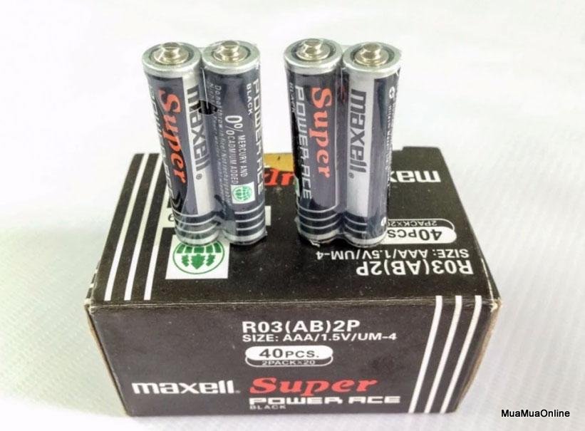 Hộp 40 Viên Pin Tiểu AAA (3A) Maxell Super 1.5V (Đen) Tiện Dụng
