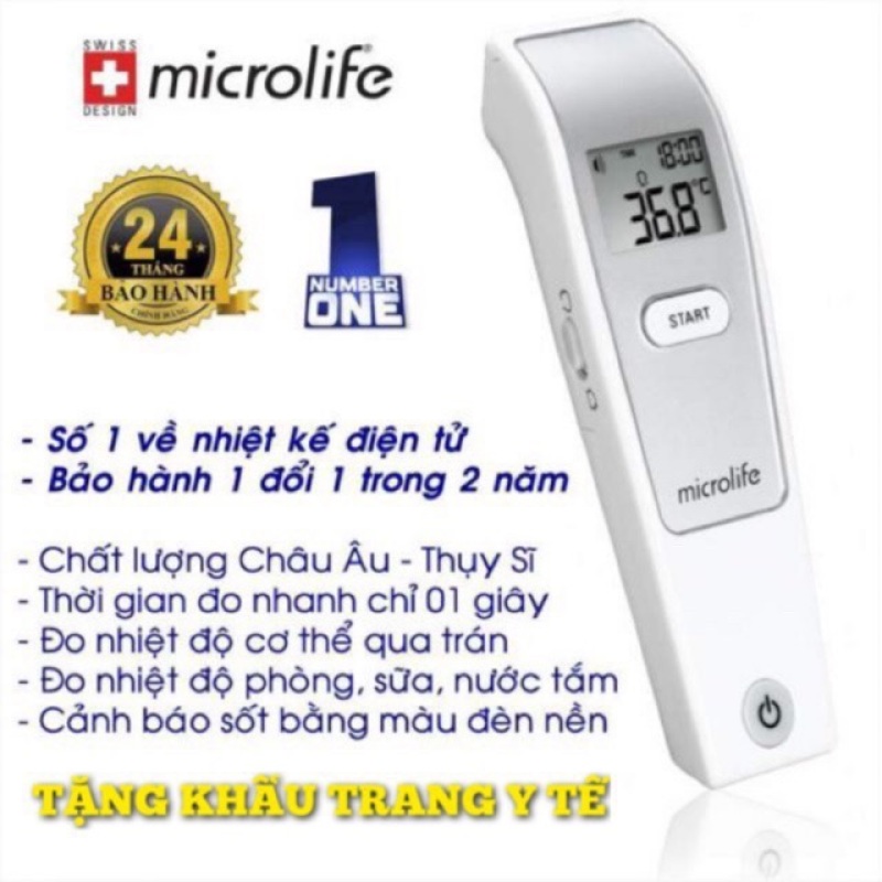 Nhiệt Kế Hồng Ngoại Đo Trán Microlife FR1MF1 Thụy Sĩ - Bảo Hành Chính Hãng 2 Năm Tại VN