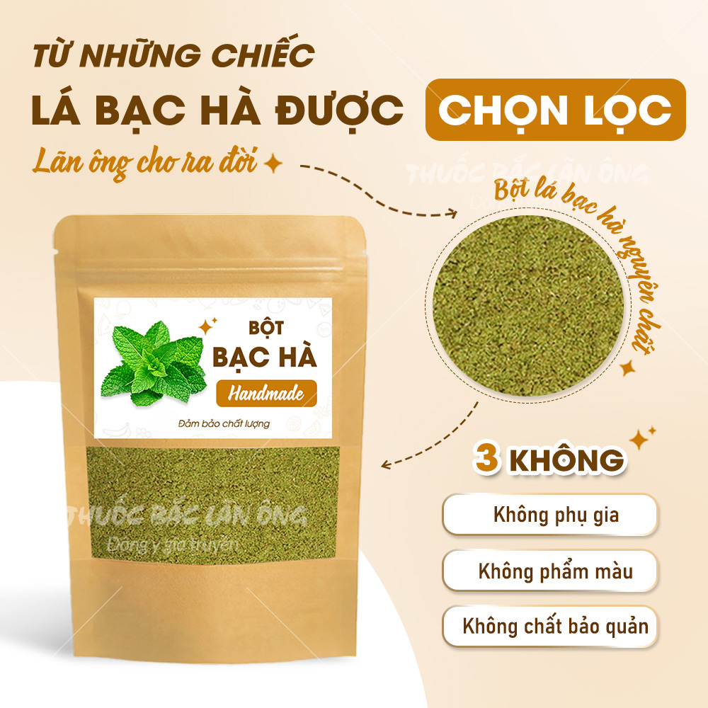 Bột bạc hà sấy lạnh nguyên chất 100g (Tạo hương vị thơm ngon và màu sắc đẹp mắt cho các món ăn và đồ uống)