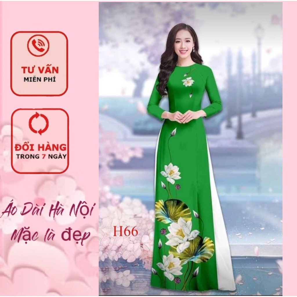 [giá xưởng} áo dài in 3d hoa sen - áo dài hà nội