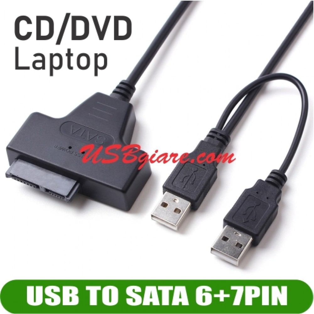 Cáp usb ra micro sata 13pin đọc ổ đĩa quang cd dvd laptop gắn ngoài có nguồn phụ qua cổng usb 2.0