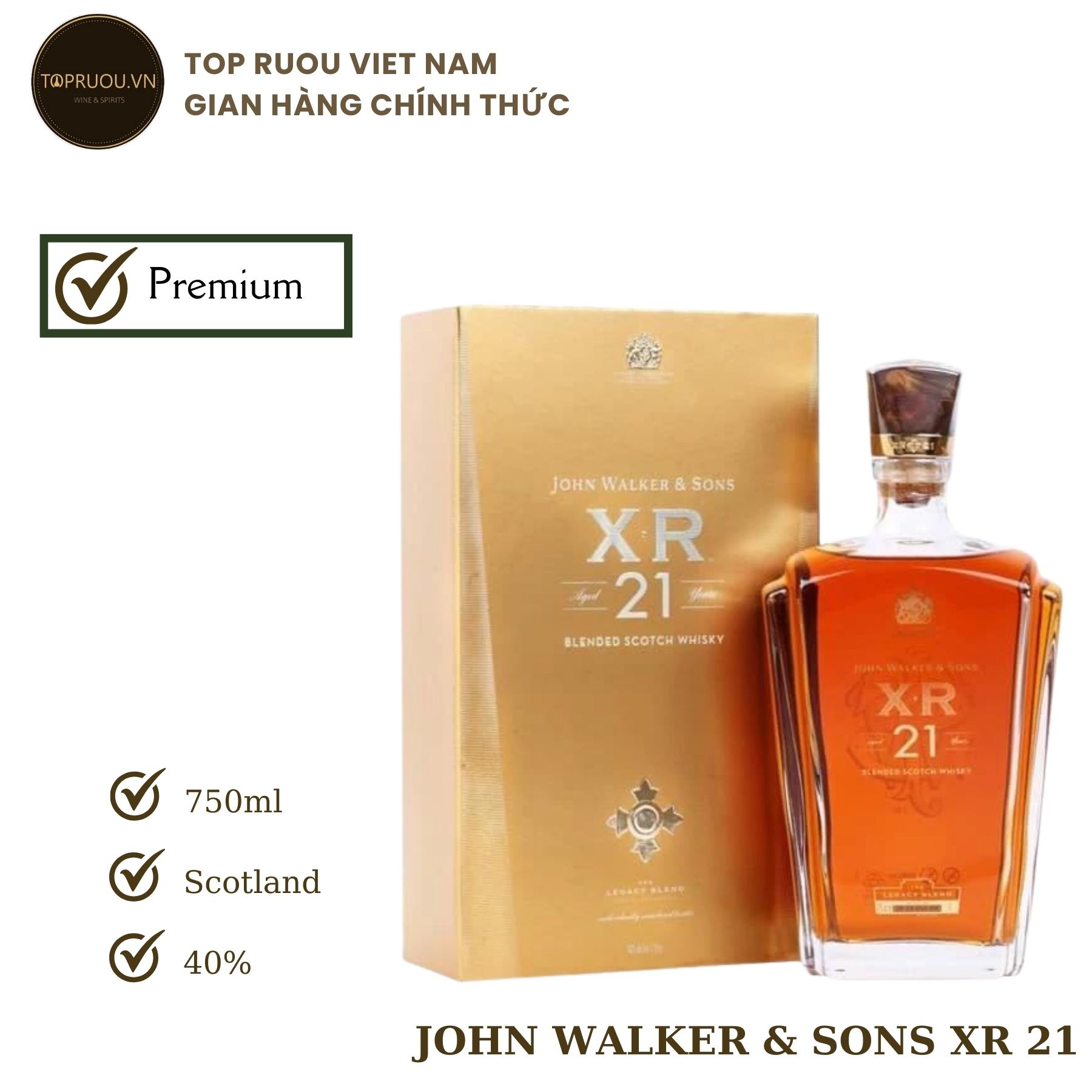 [TopRuouVietNam] Rượu Whisky John Walker & Son Xr Aged 21 - 750ml [Hàng Thật]