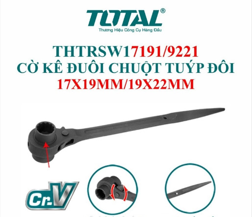 Cờ lê đuôi chuột tuýp đôi 17x19mm / 19x22mm total thtrsw17191