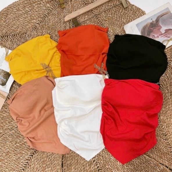 Áo 2 dây dáng yếm vạt nhọn nữ tính nhiều màu- kèm hình thật