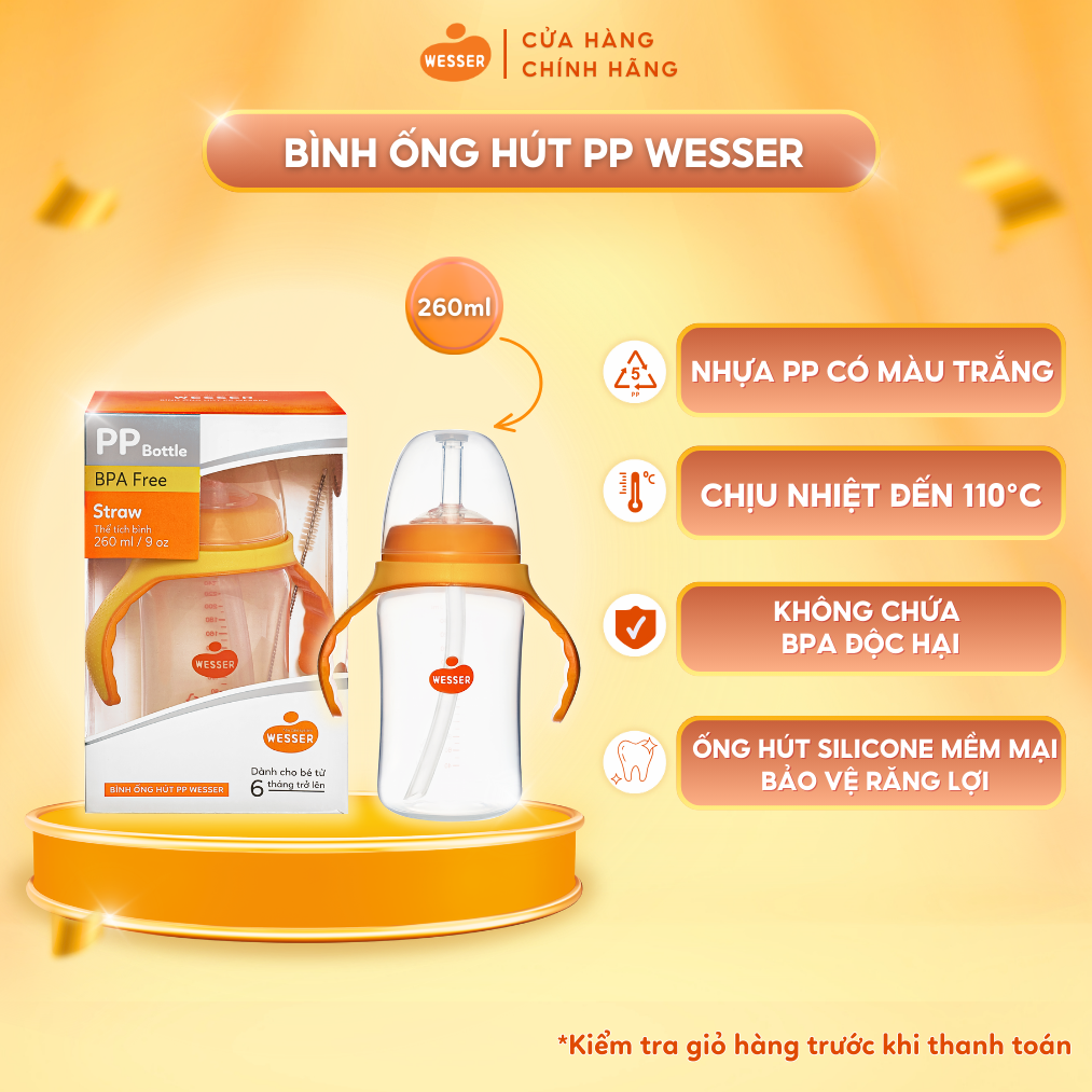 Bình ống hút PP Wesser (260ml)