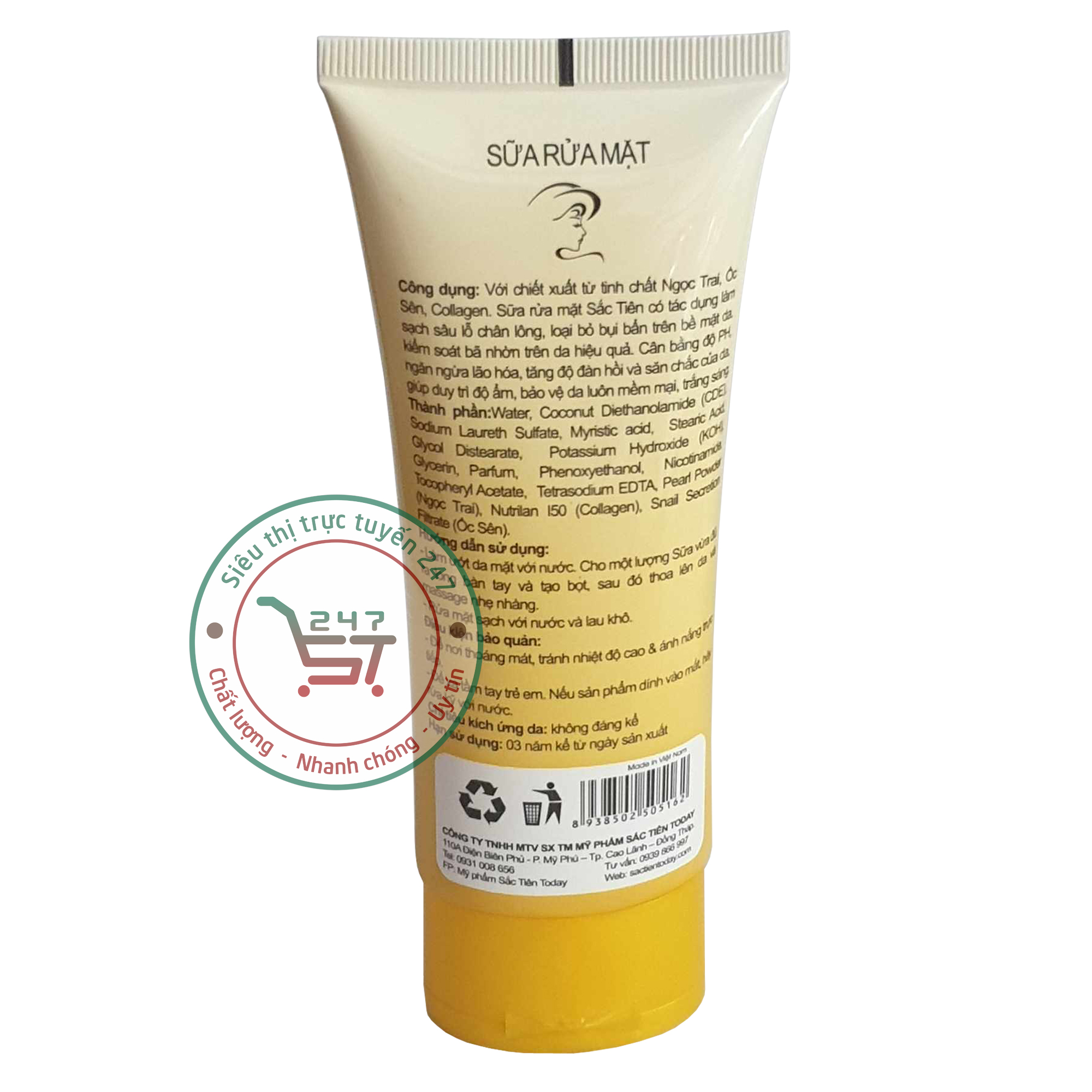 Sữa rửa mặt làm trắng da sạch mụn Sắc Tiên Today 100 ml (vàng)