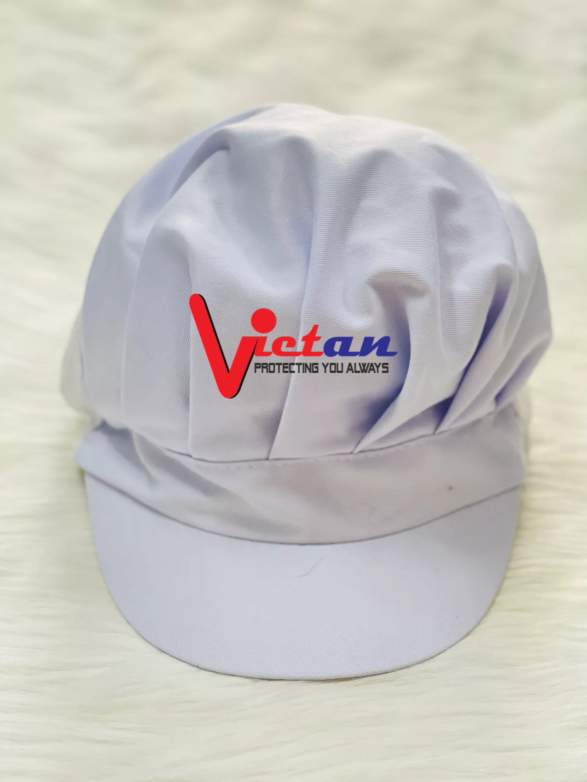 Nón kết vải trùm xếp ly lưới nửa đầu ngắn màu trắng