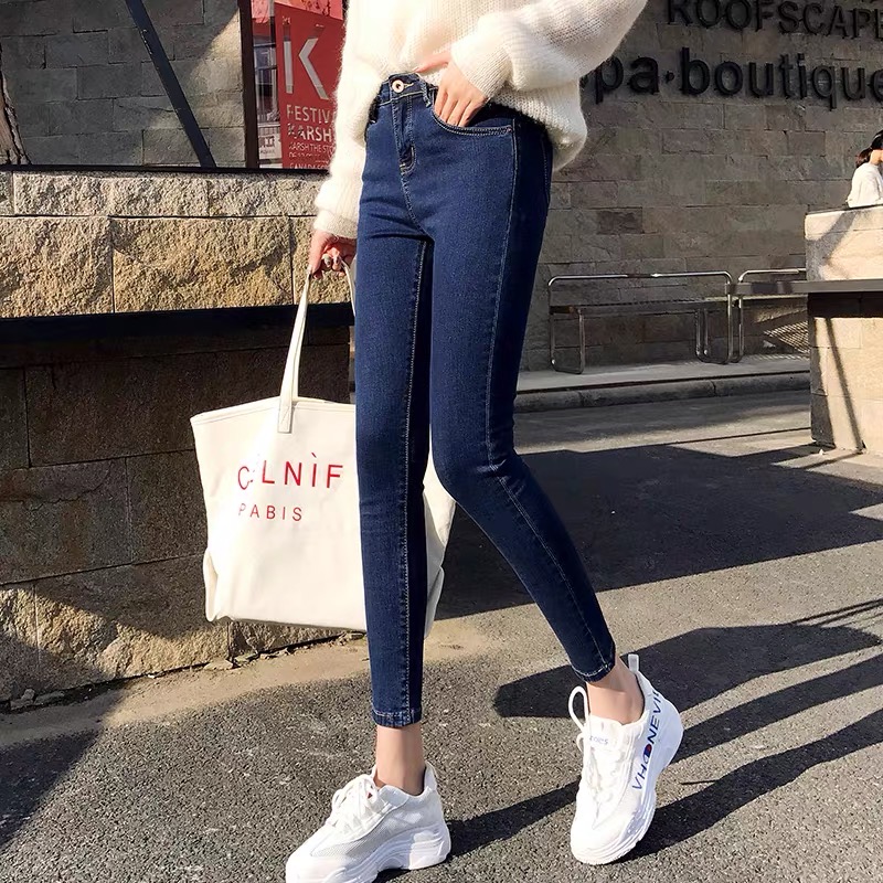 [HCM]Quần Jean Nữ Lưng Cao Chất Liệu Đẹp Co Giãn PHƯƠNG VI FASHION (xanh) - Có size Đại 70kg ( SET QUẦN JEAN + ÁO THUN SIZE 24 )