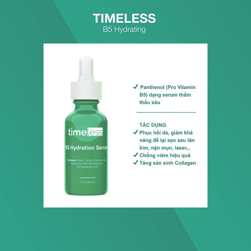 Serum Timeless Vitamin B5 - Timeless làm dịu, phục hồi da 30ml