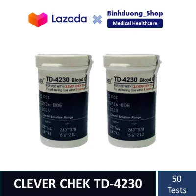 50 Que thử tiểu đường Clever Chek TD 4230mẫu mới không mã CODE HSD 2023 (2 lọ)