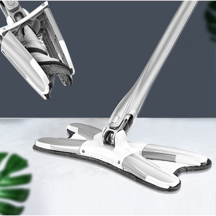 Chổi lau nhà tự động vắt thông minh đầu cây lau nhà chữ x tự vắt xoay 360 độ