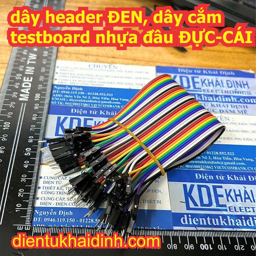 Dây header đen, dây cắm testboard nhựa dài 20cm 2 đầu cái - cái / đực - cái / đực-đực kde4478