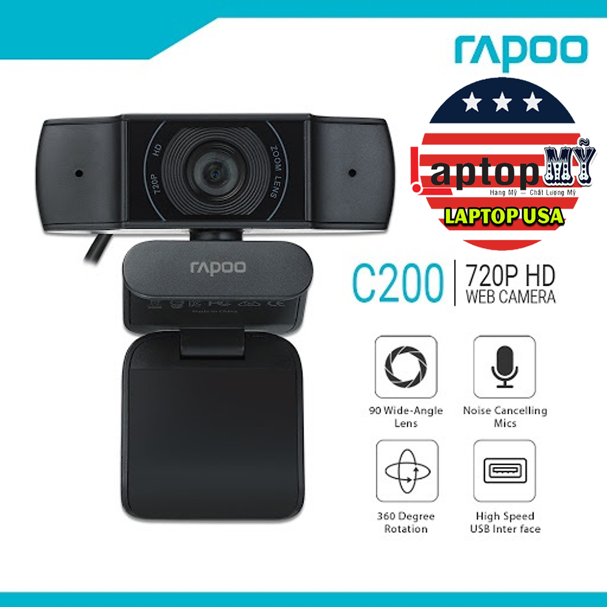 Webcam RAPOO C200 HD 720P