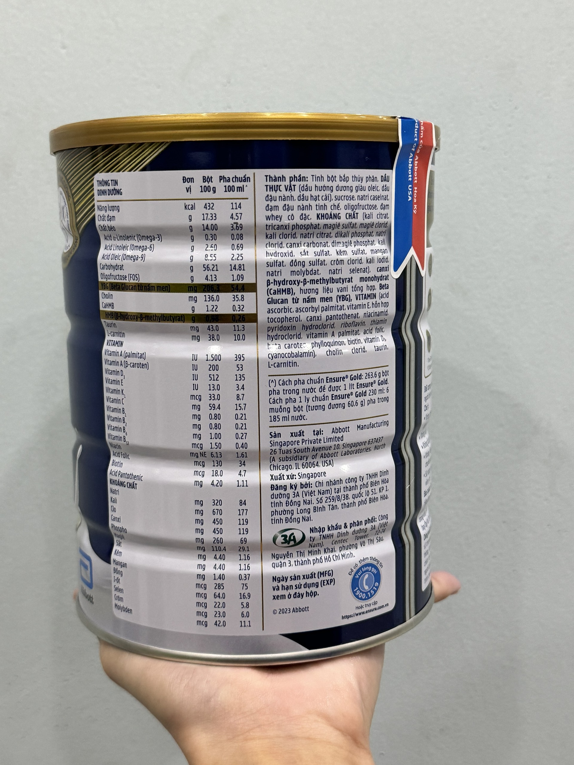 Sữa bột Ensure Gold Hương Vani 800g( Date mới nhất)