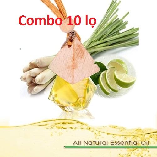 Combo 10 lọ Tinh dầu treo xe oto, xe hơi hương Sả Chanh