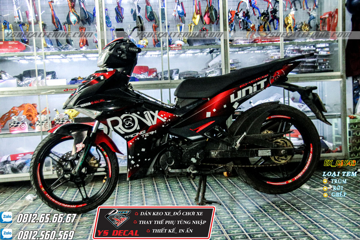 Tem trùm Ex 150 đỏ đen trắng